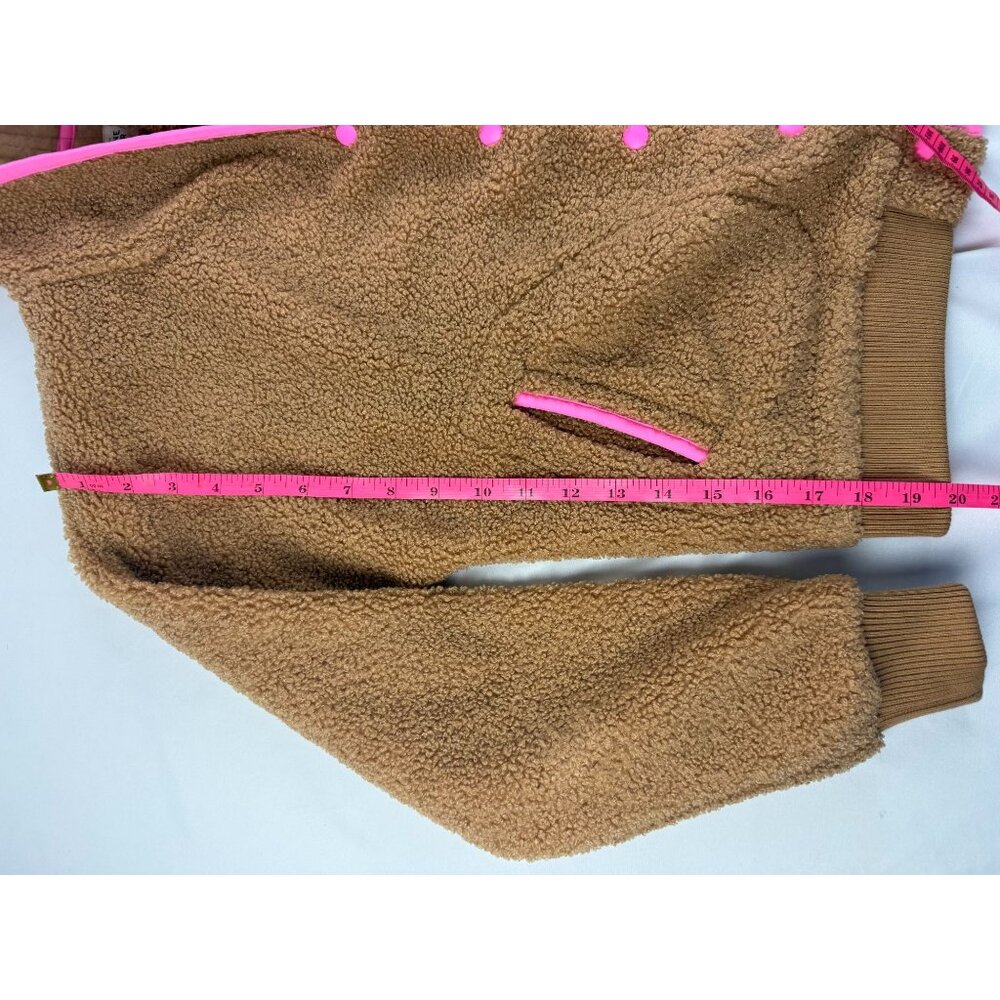 Marine Layer Sierra Sherpa Jacket XS Brown Fleece Neon Pink Trim Cozy Teddy - Picture 8 of 8